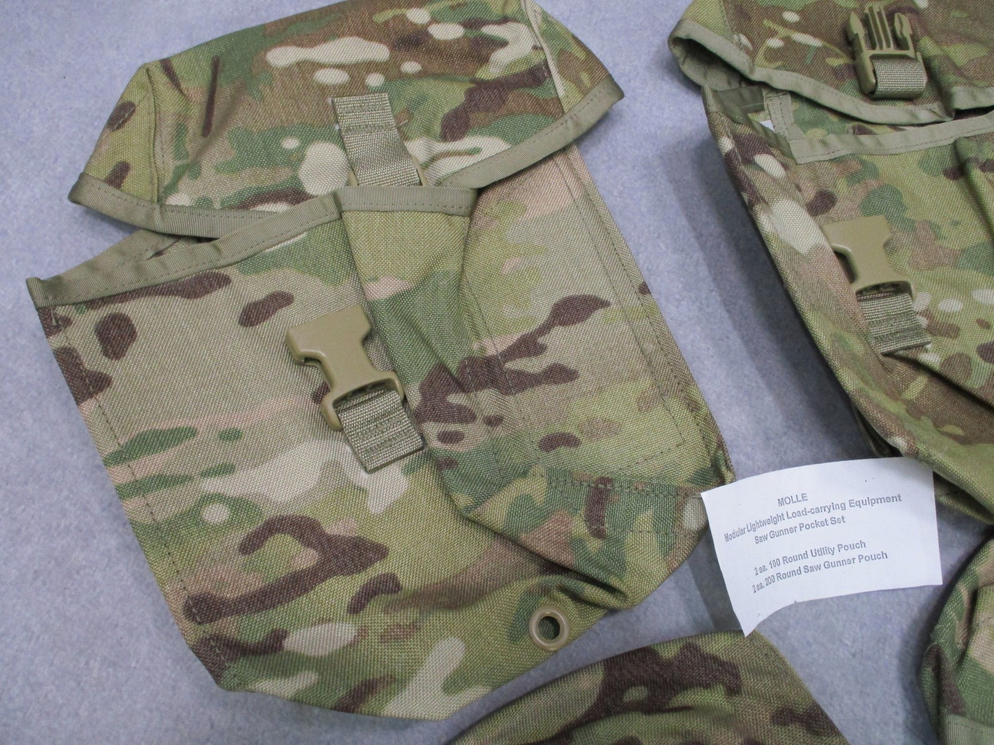 MOLLE II Saw Gunner Pocket Set 4pc MultiCam 100/200 Round Utility Pouches