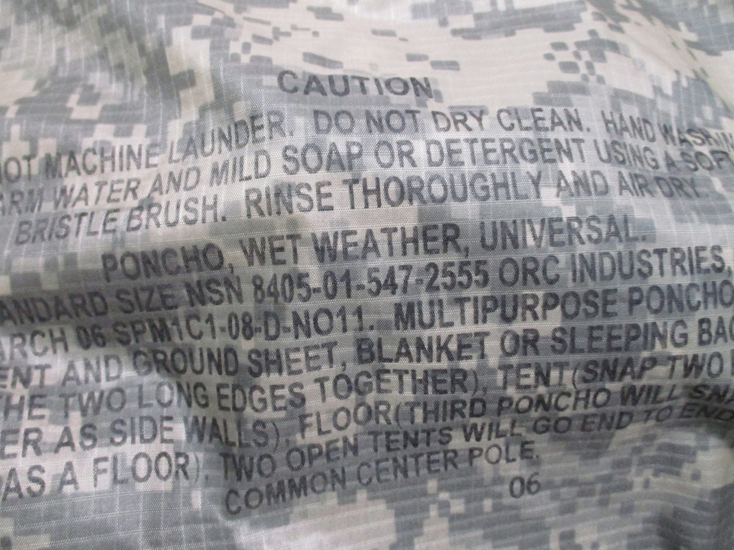 US Army ORC Industries Multipurpose Rain Poncho Wet Weather ACU Digital UCP