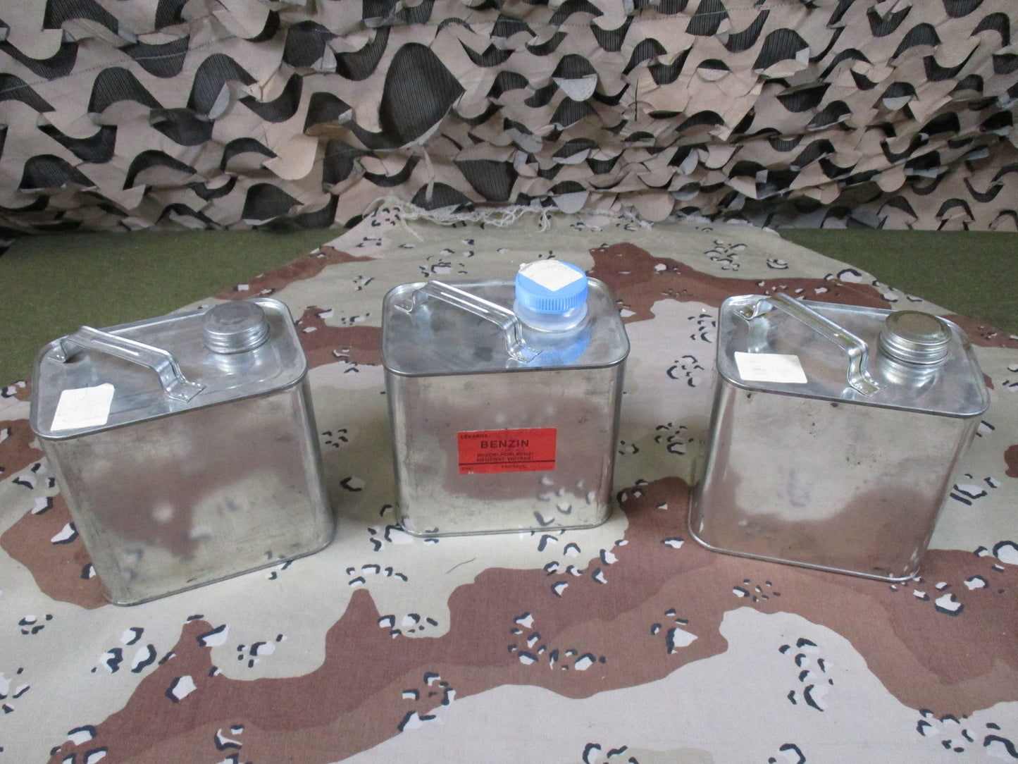 Vintage German Czech Fuel Canister Set 3pc Gas Oil Benzin Industrial container