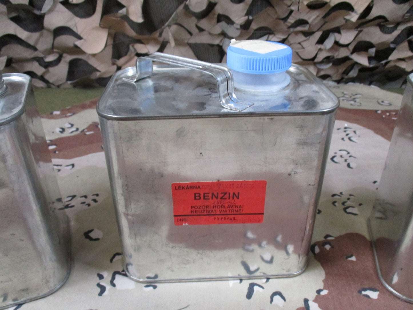 Vintage German Czech Fuel Canister Set 3pc Gas Oil Benzin Industrial container