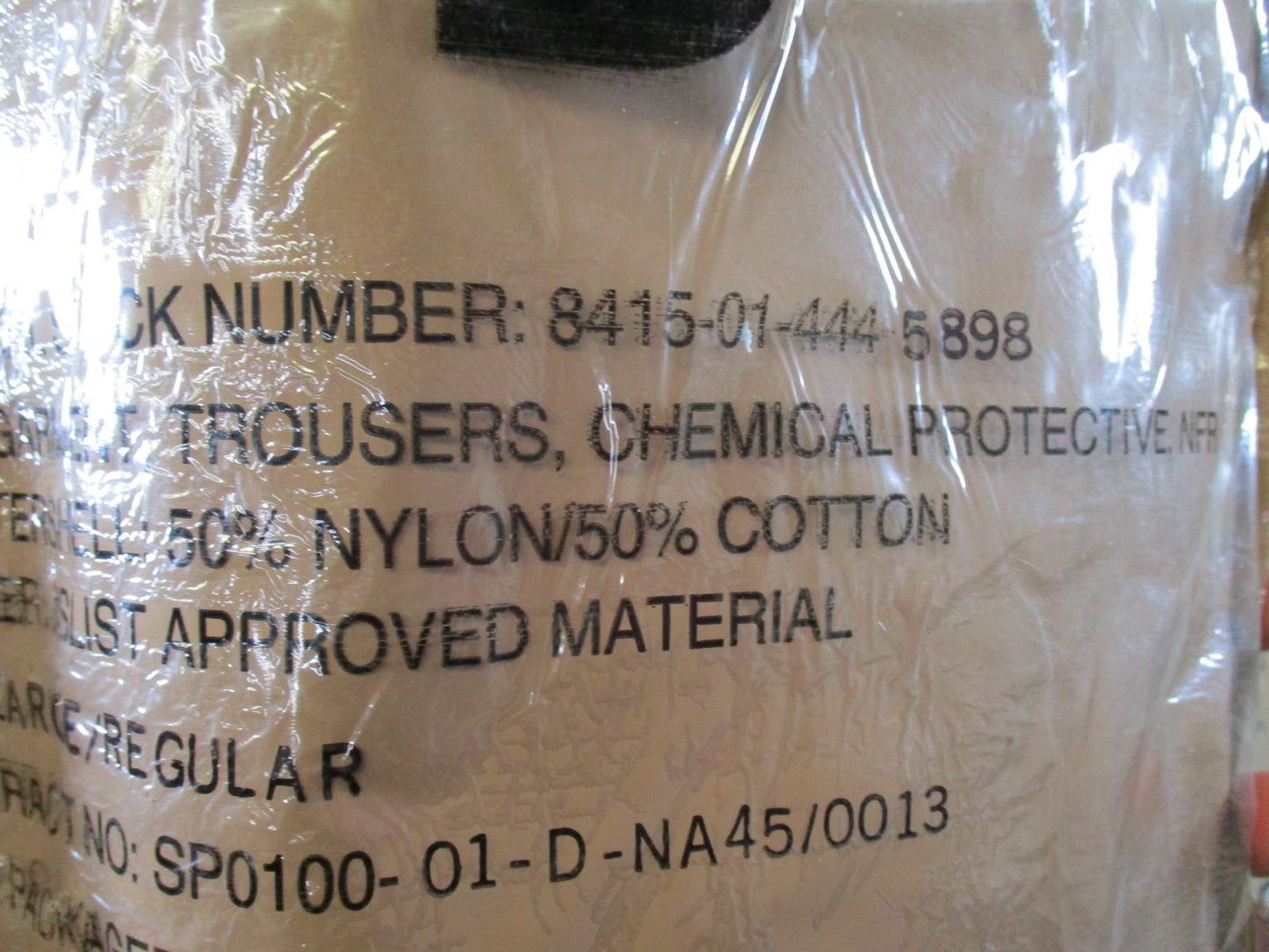US Military JSLIST Chemical Protective Trousers Large Regular Desert Camo New