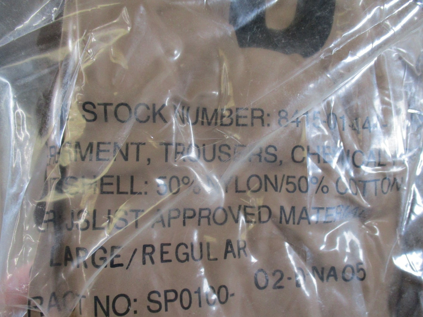 New US Military JSList Chemical Protective Trousers Large Regular Sealed Surplus