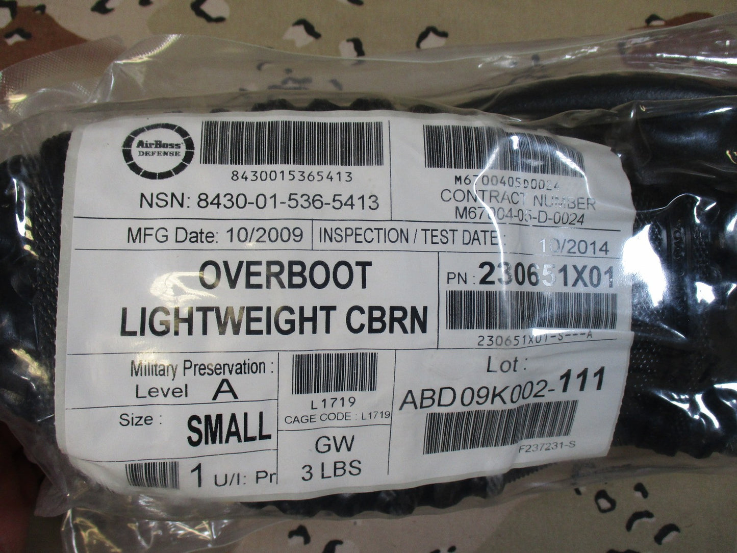 New AirBoss Defense Lightweight CBRN Overboots Size Small Military Surplus