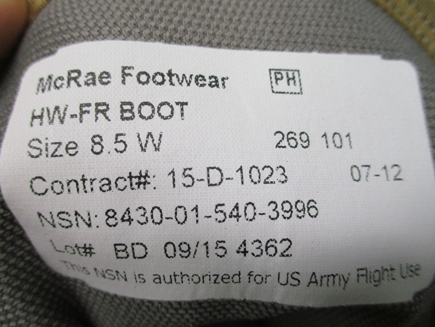 McRae US Army Flight Boots Hot Weather Tan Suede Vibram Size 8.5W Combat Boot