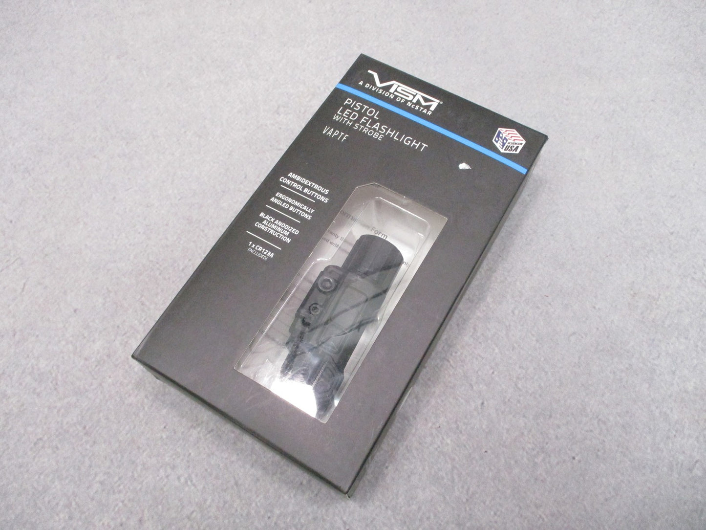 VISM VAPTF Tactical LED Pistol Flashlight with Strobe - Black Anodized Aluminum