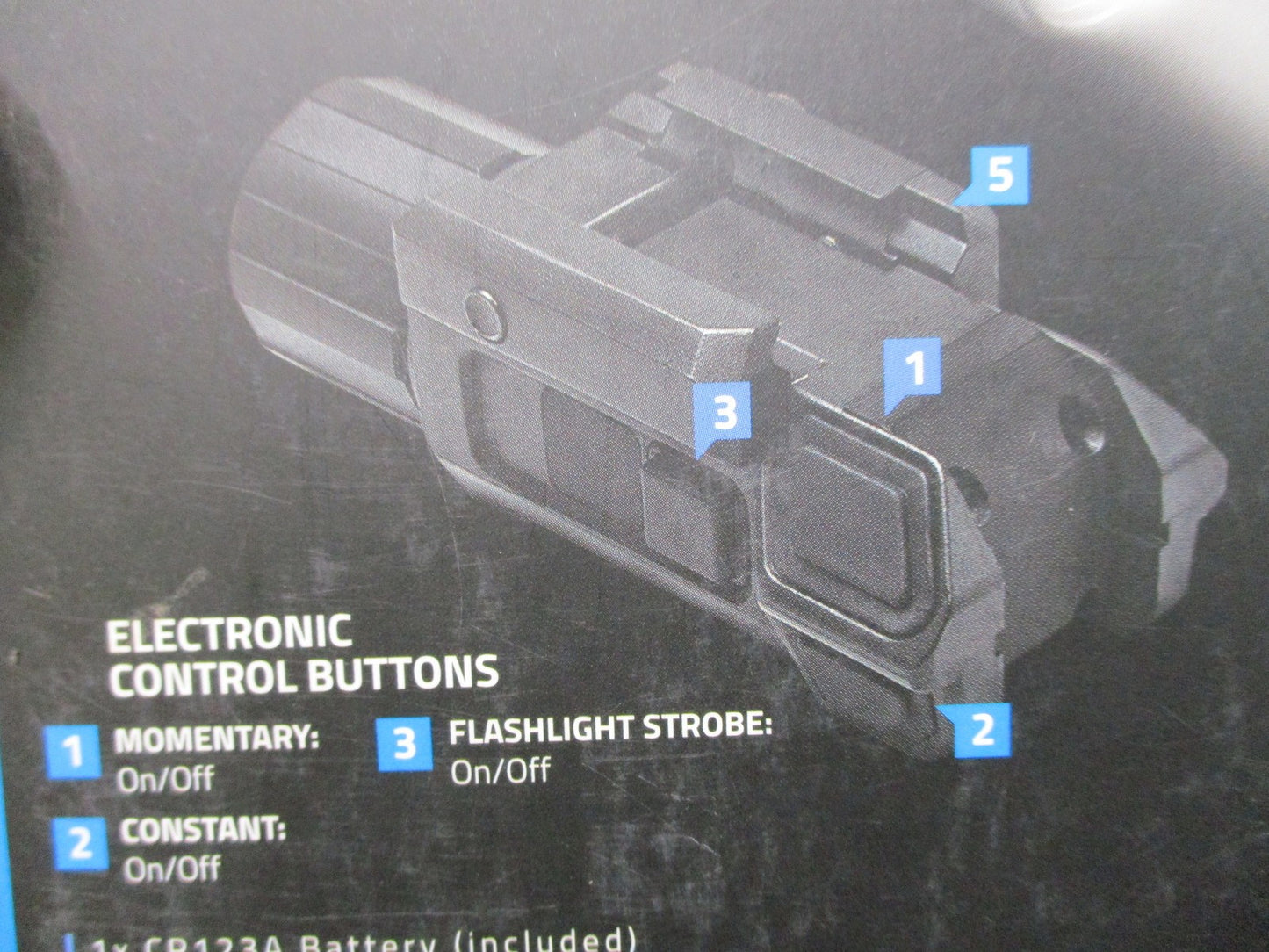 VISM VAPTF Tactical LED Pistol Flashlight with Strobe - Black Anodized Aluminum