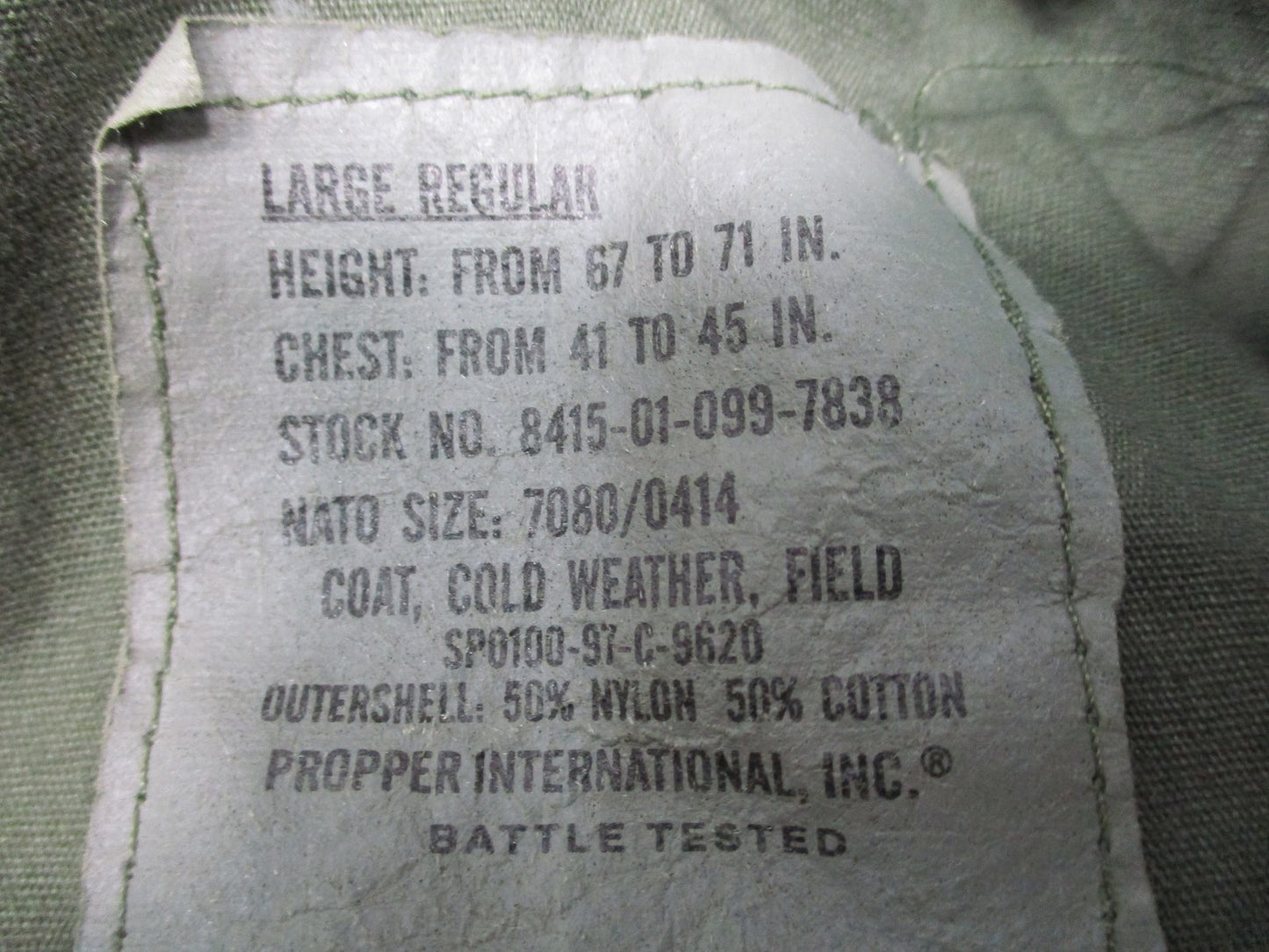 Vintage Propper US Military M-65 Field Coat Woodland Camo Large Regular
