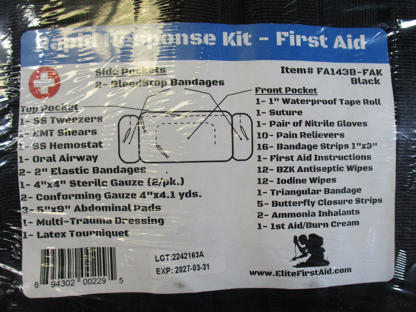 Elite First Aid Rapid Response Kit Tactical Medical Pouch Black New