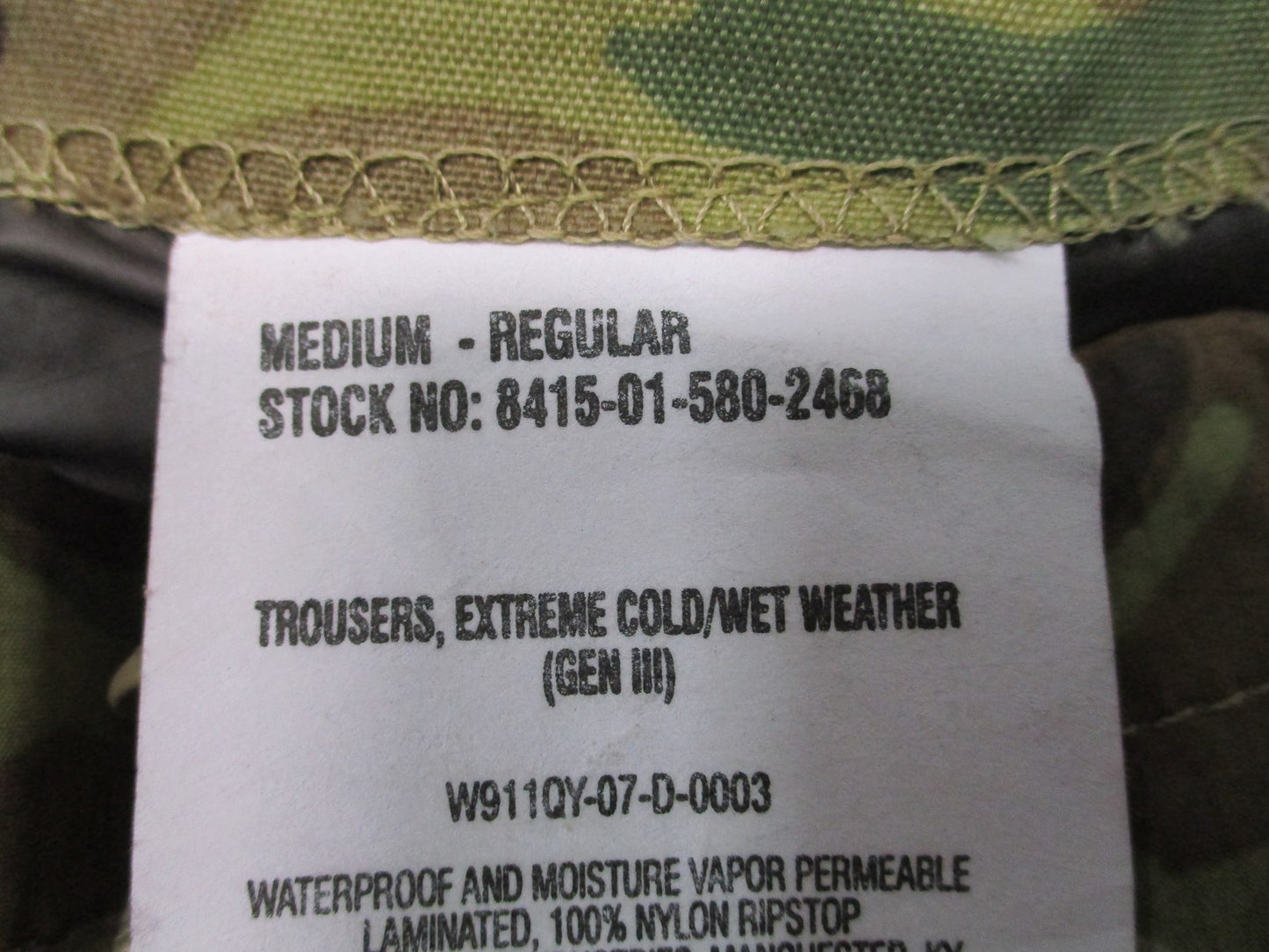 NWOT Army ECWCS Gen III Trousers Medium Reg Multicam Gore-Tex Waterproof Pants
