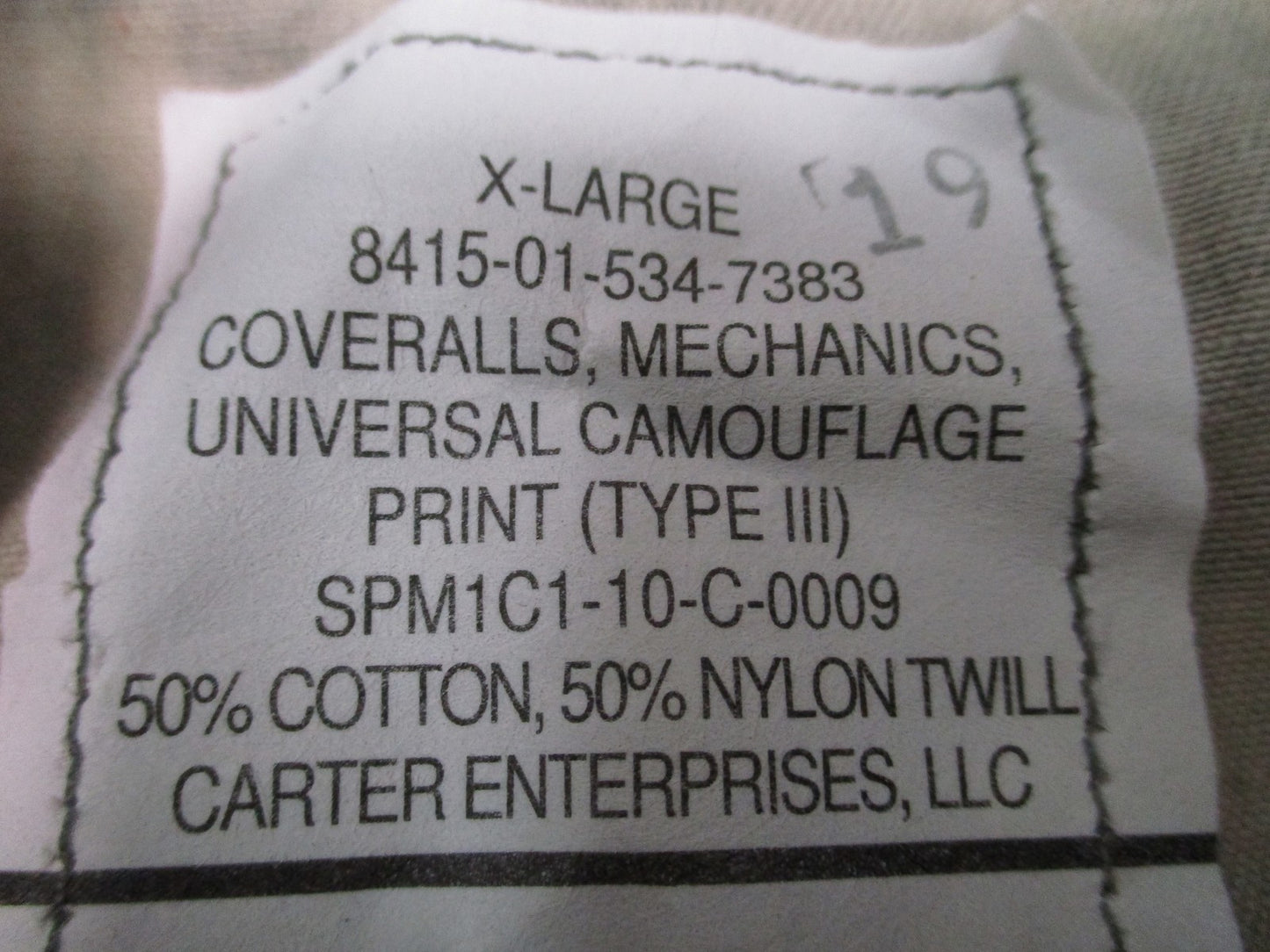 US Military Mechanics Coveralls UCP Camo X-Large New With Tags 8415-01-534-7383