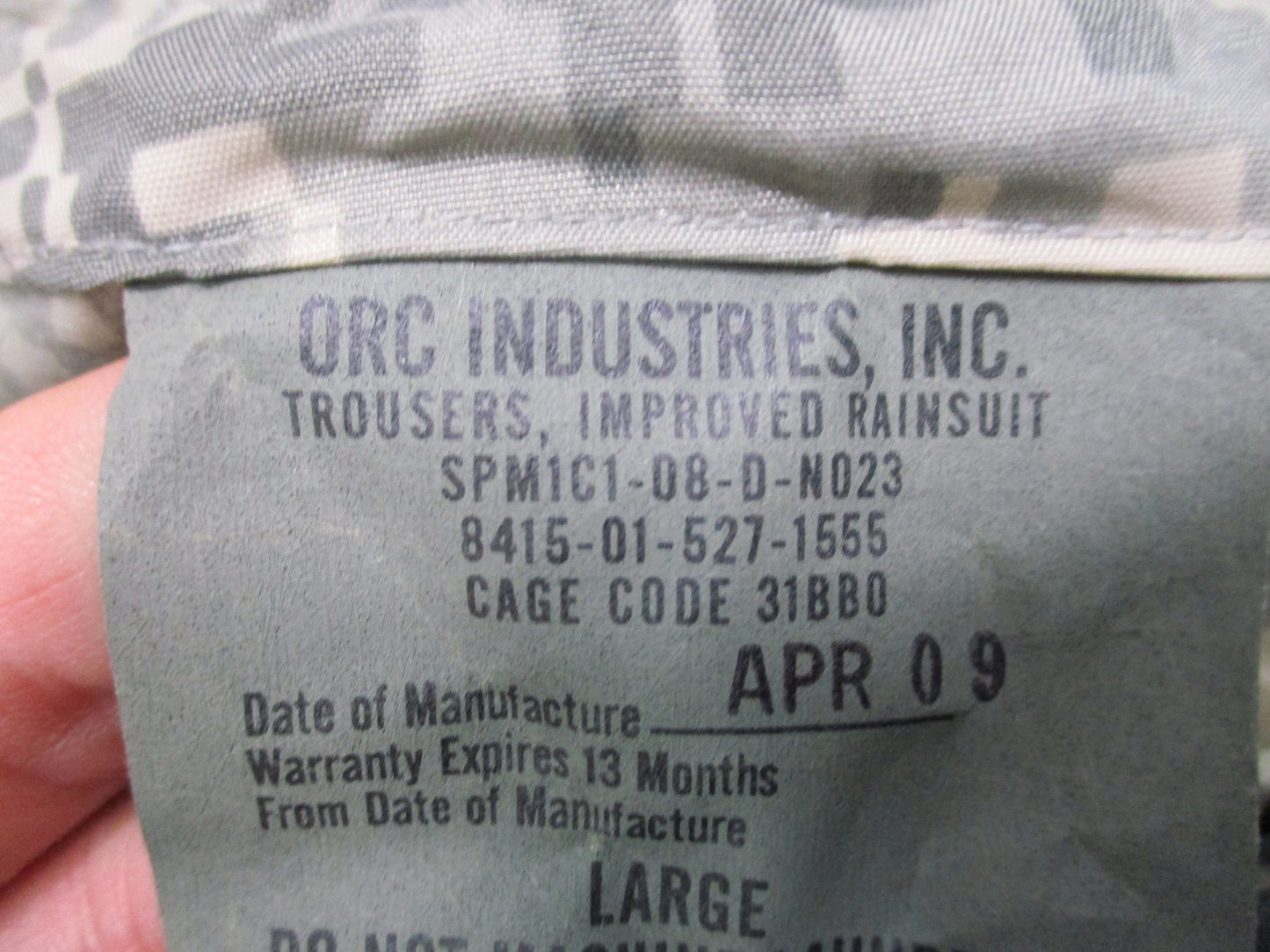 US Military Surplus Improved Rainsuit Trousers UCP Digital Camo Large Waterproof