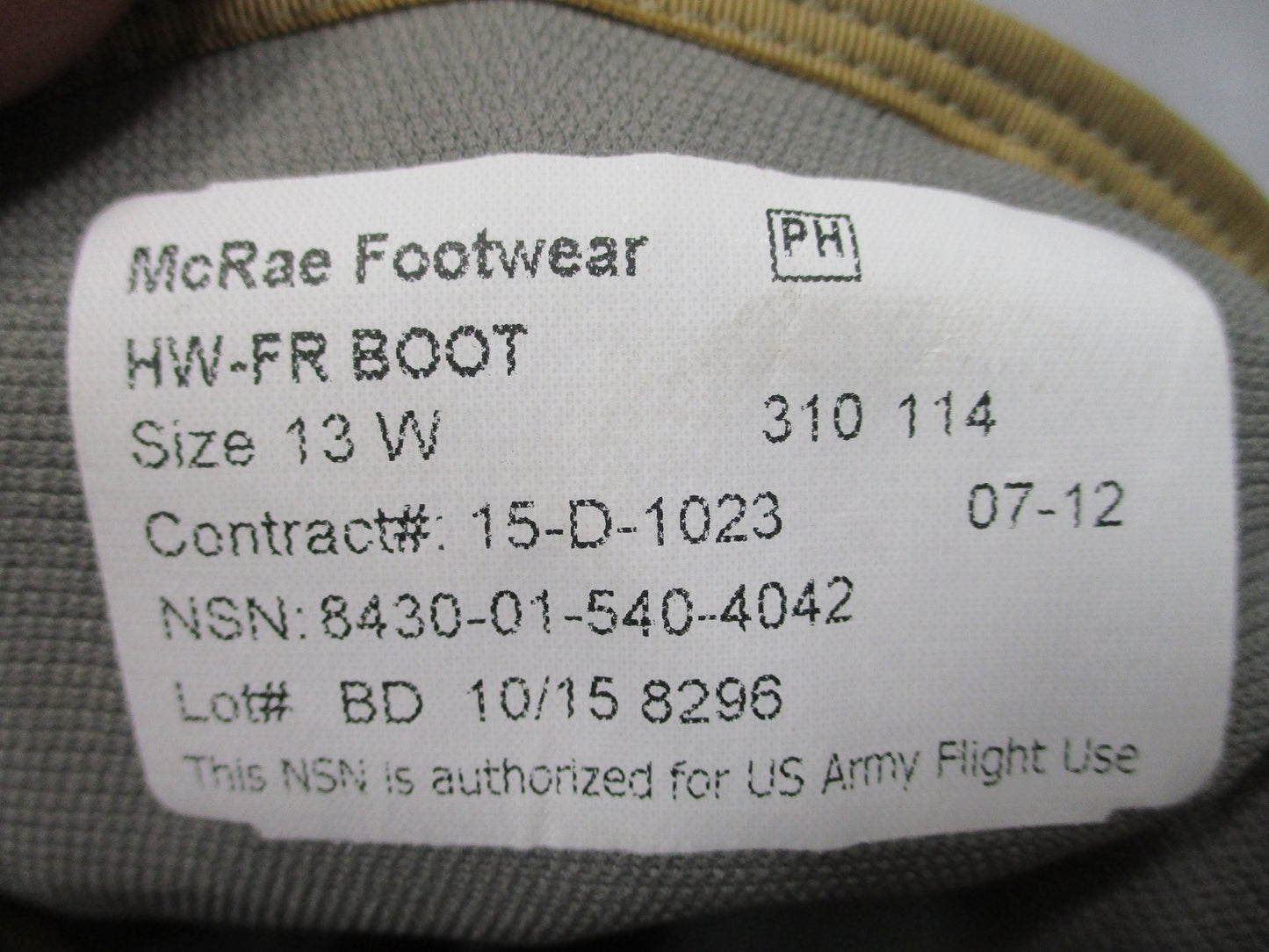 New McRae Footwear US Army Flight Combat Boots Hot Weather Flame Resistant 13 W