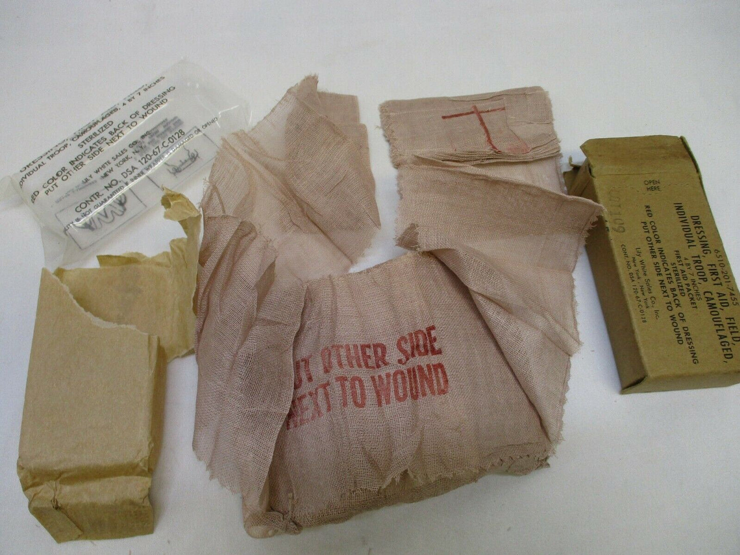 Lot of 10 Vietnam War USGI Field First Aid Dressings 4x7 NOS 1967 Sealed