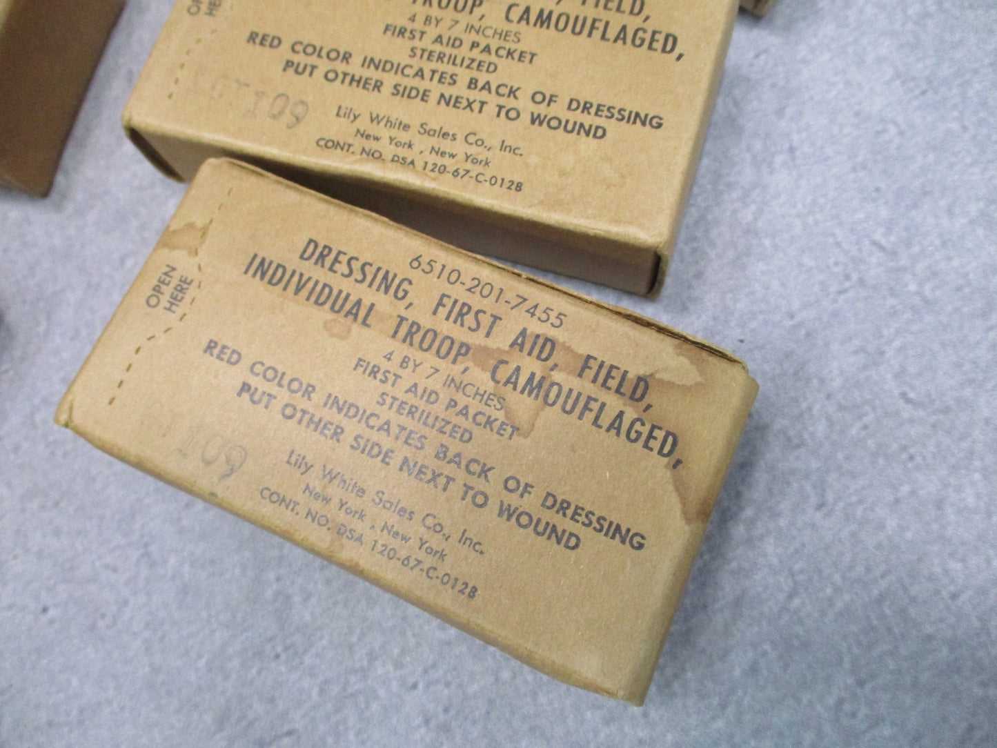 Lot of 10 Vietnam War USGI Field First Aid Dressings 4x7 NOS 1967 Sealed