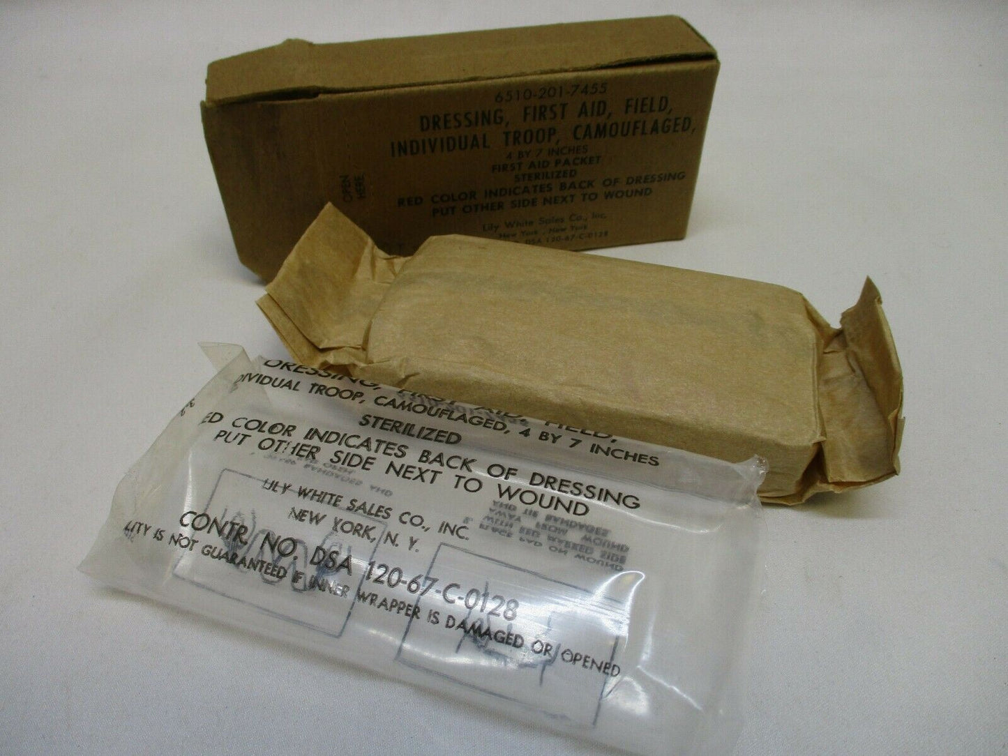 Lot of 10 Vietnam War USGI Field First Aid Dressings 4x7 NOS 1967 Sealed