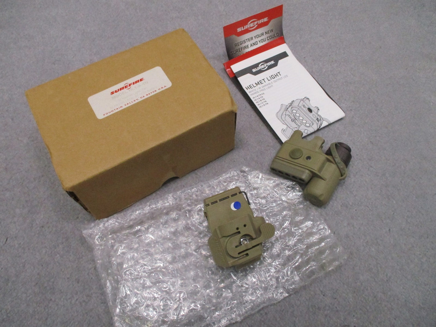 SureFire HL1-A-TN Helmet Light Tan White/IR LED Hands-Free Tactical Light