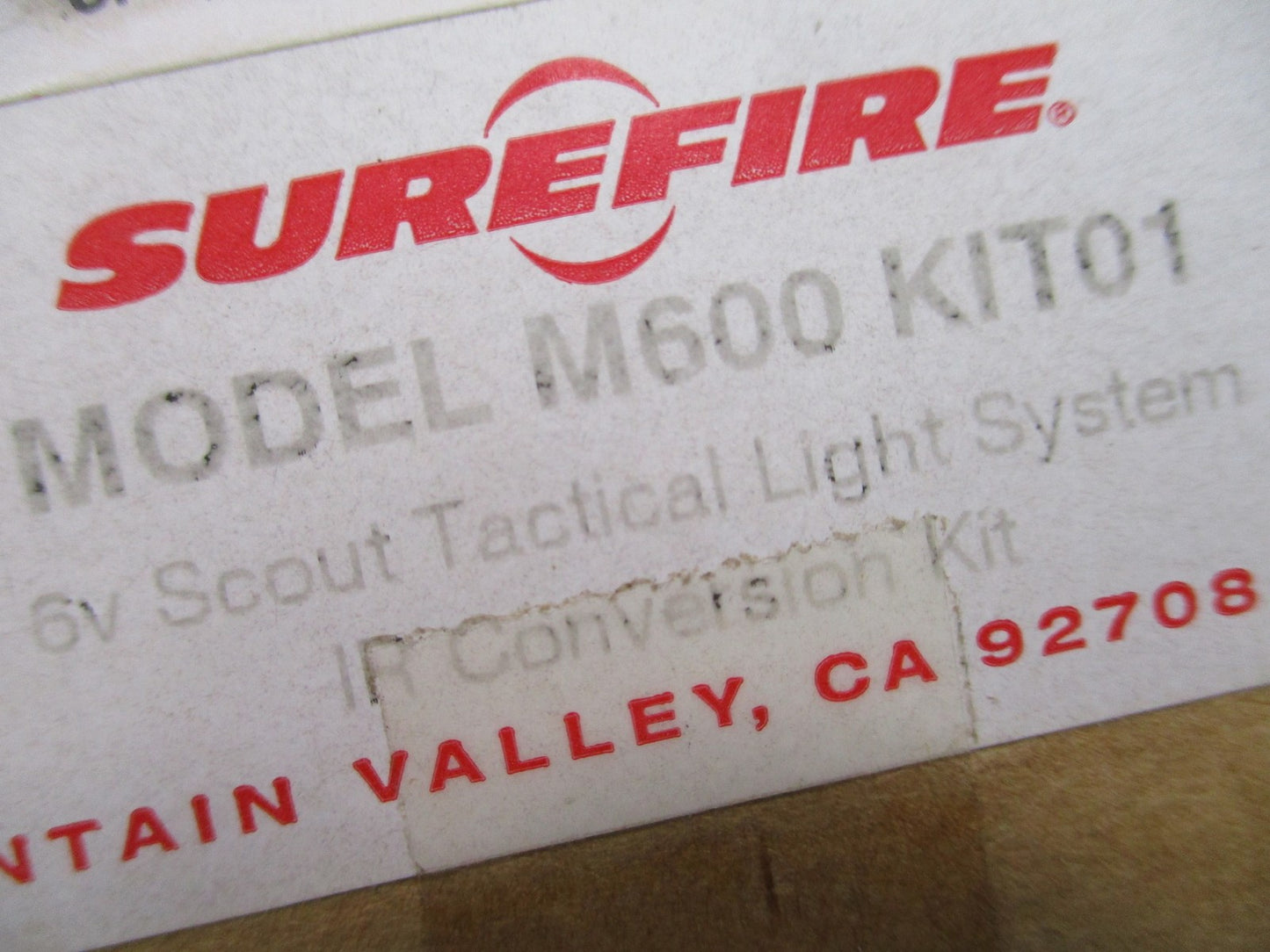 SureFire M600A Scout Light 100 Lumen 6V w/ Pressure Switch NOS Rail Mounted