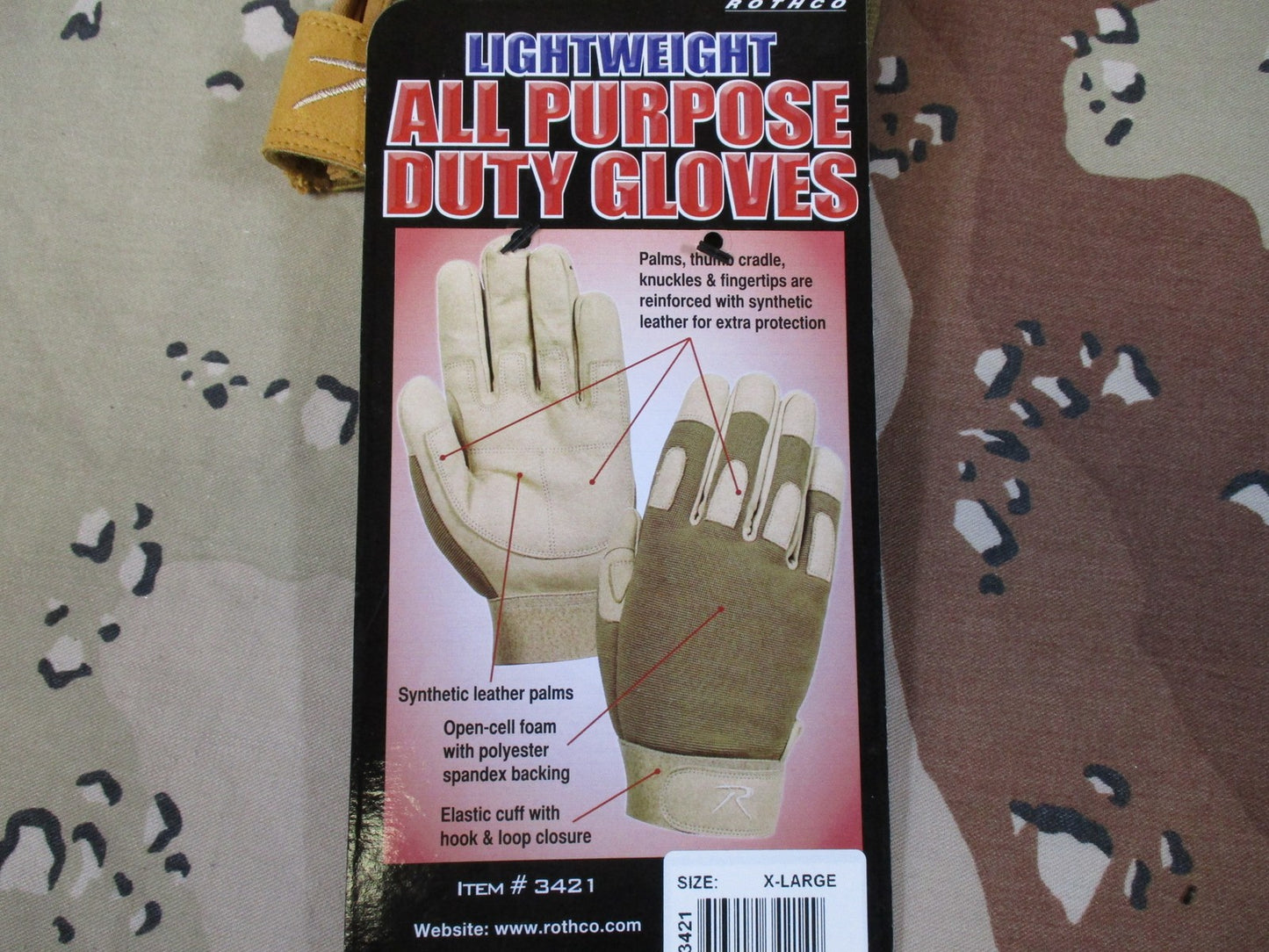 Rothco Lightweight All Purpose Duty Gloves Coyote Brown Tactical Size XL 3421