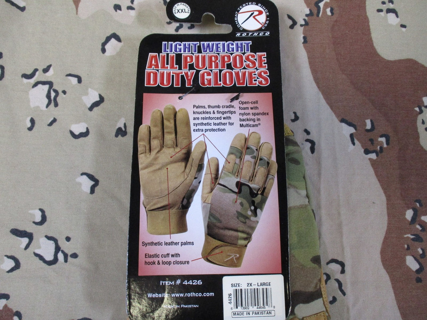 New Rothco Lightweight All Purpose Duty Gloves Multicam Tactical Size 2XL
