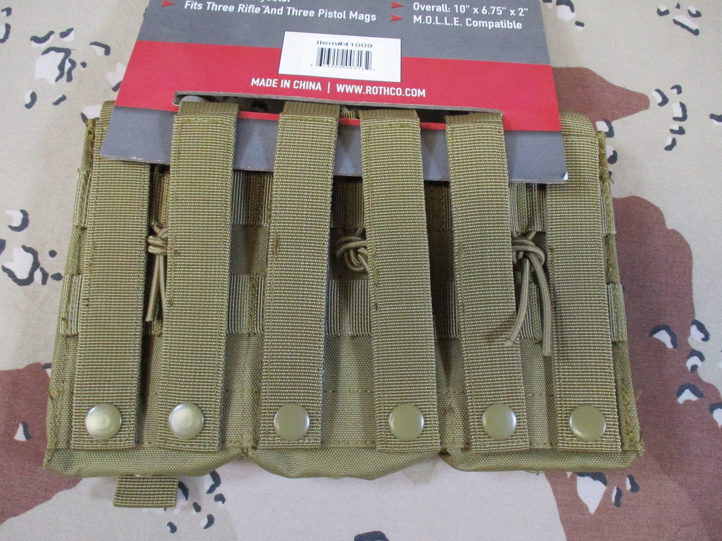 Rothco M.O.L.L.E. Triple Rifle/Pistol Mag Pouch Coyote Brown 41009 New