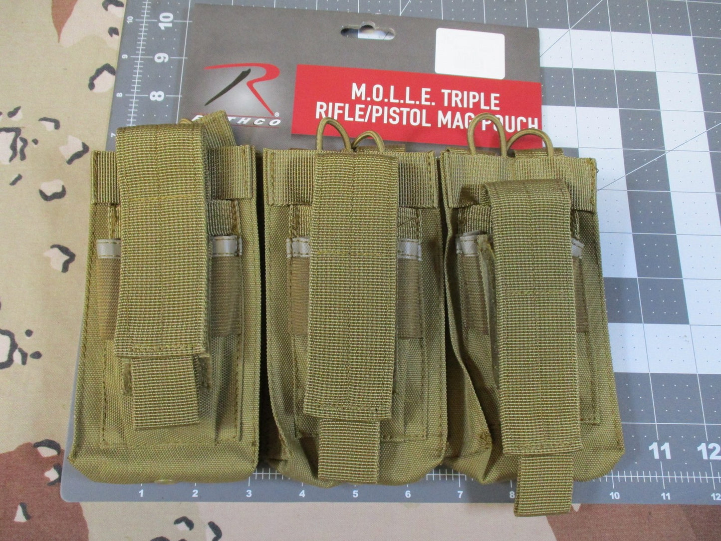 Rothco M.O.L.L.E. Triple Rifle/Pistol Mag Pouch Coyote Brown 41009 New