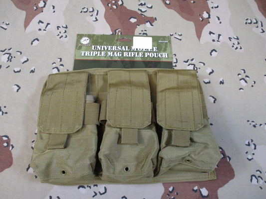Rothco Universal MOLLE Triple Mag Rifle Pouch Coyote Tan Tactical Gear New