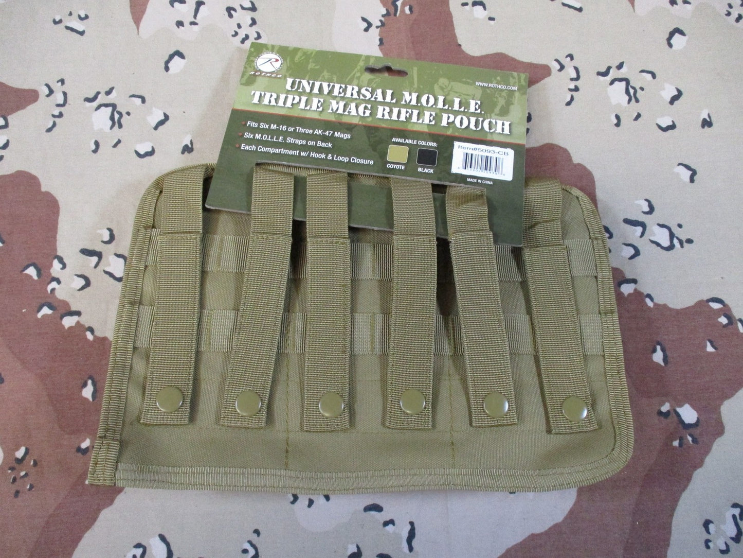 Rothco Universal MOLLE Triple Mag Rifle Pouch Coyote Tan Tactical Gear New