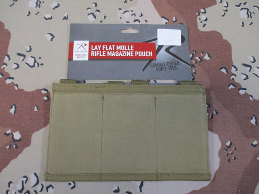 Rothco Lay Flat MOLLE Triple Rifle Magazine Pouch Coyote Tan Tactical Gear New