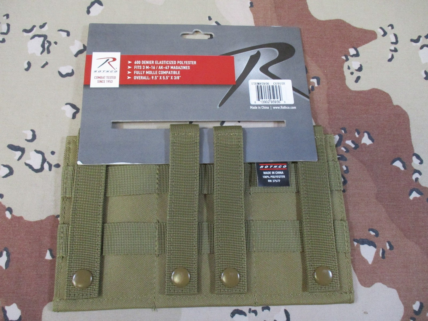 Rothco Lay Flat MOLLE Triple Rifle Magazine Pouch Coyote Tan Tactical Gear New