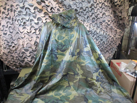 US Military Woodland Camo Ripstop Poncho Tactical Rain Gear Surplus