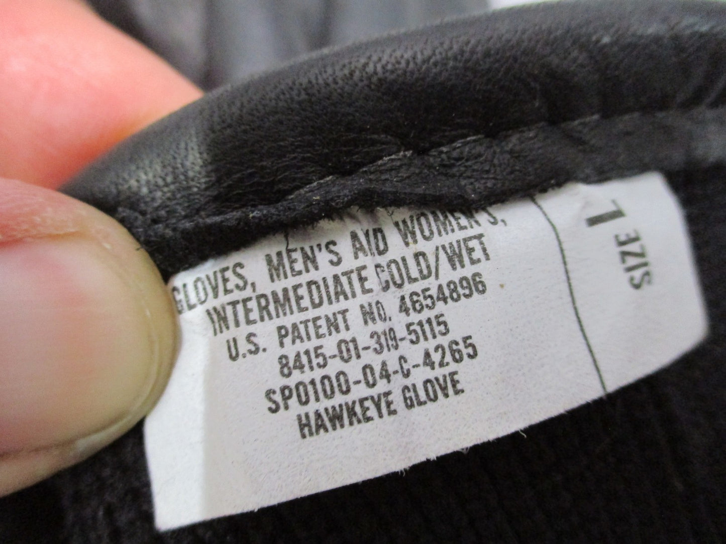 US Military Surplus Hawkeye Intermediate Cold/Wet Leather Gloves Black Size Larg
