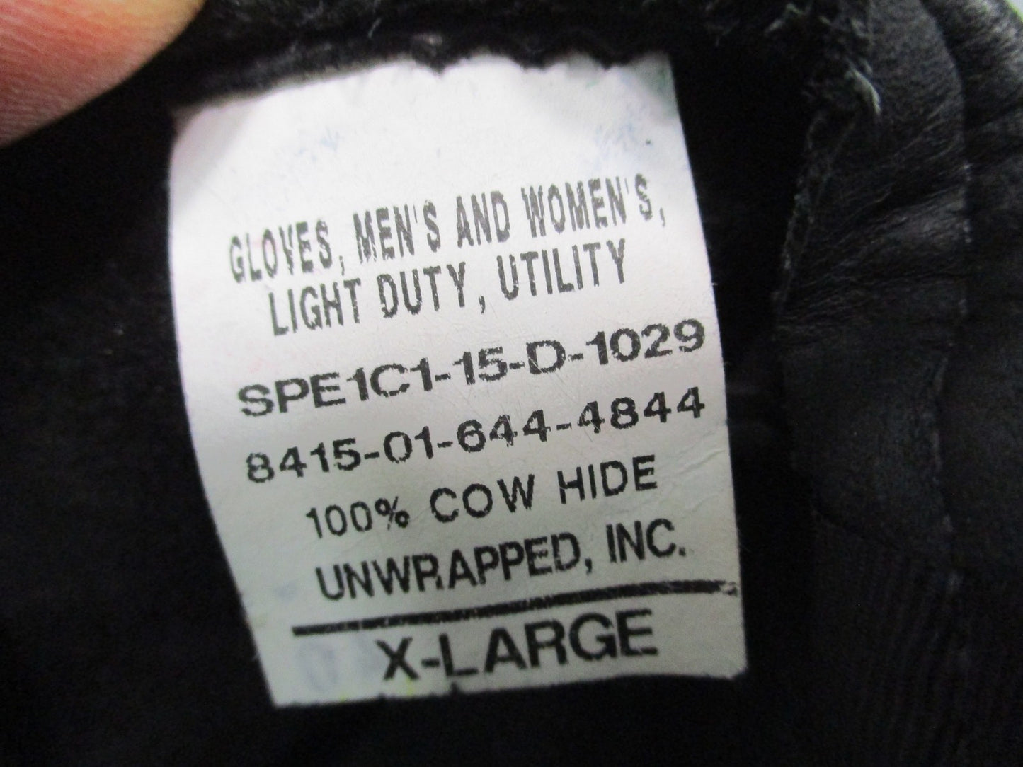US Military Surplus Cowhide Leather Utility Glove Black Size XL Fast Rope Rappel