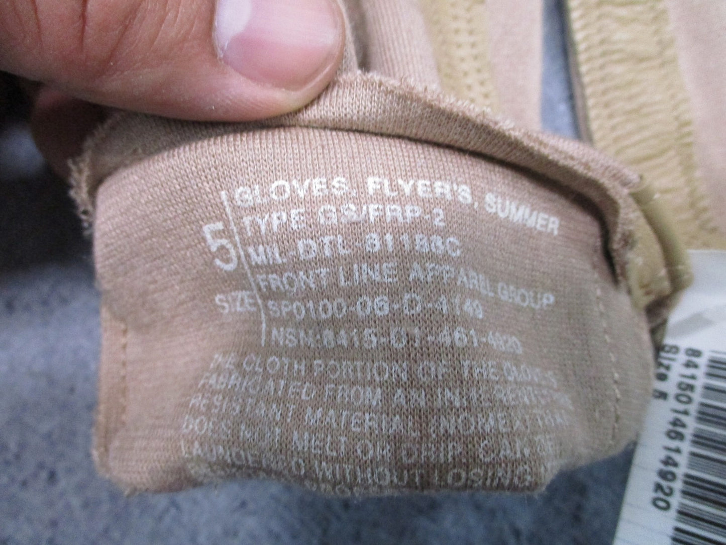 US Military Nomex Flight Gloves Type GS/FRP-2 Tan Size 5 New Surplus