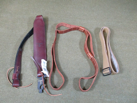 Lot of 3 Leather Slings: 1 Browning Branded & 2 Vintage Military Surplus Style