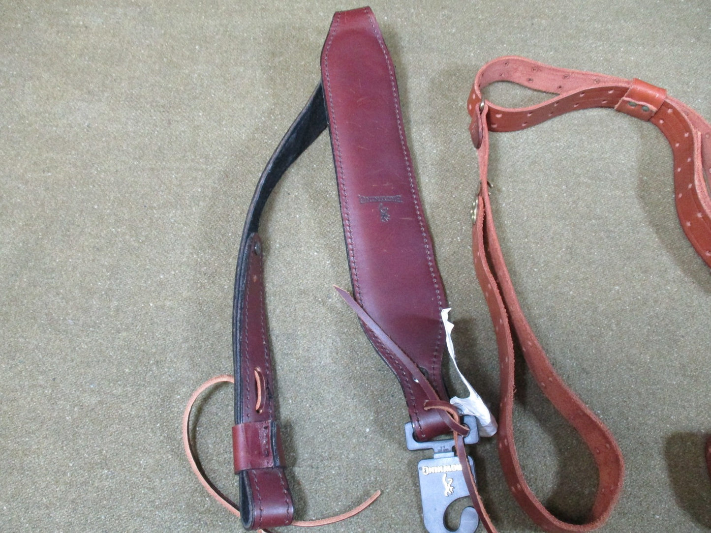 Lot of 3 Leather Slings: 1 Browning Branded & 2 Vintage Military Surplus Style