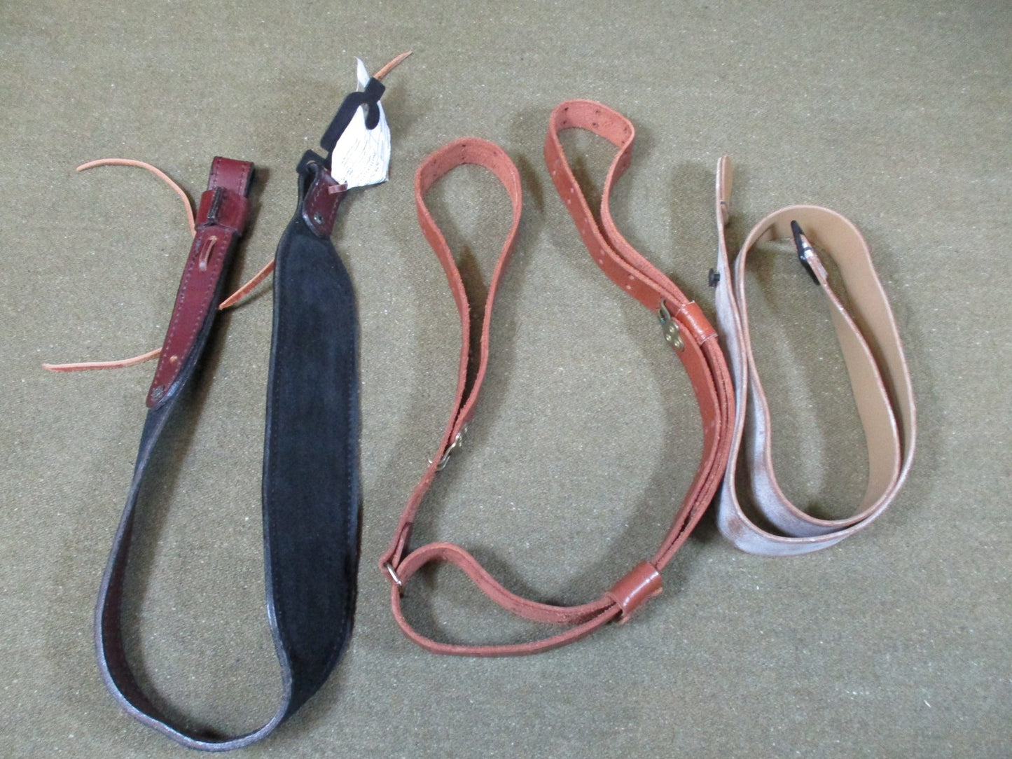Lot of 3 Leather Slings: 1 Browning Branded & 2 Vintage Military Surplus Style