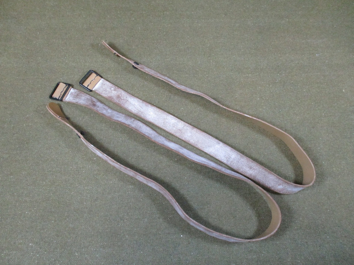 2x Vintage Military Surplus Leather Straps Tactical Gear Adjustable Buckle