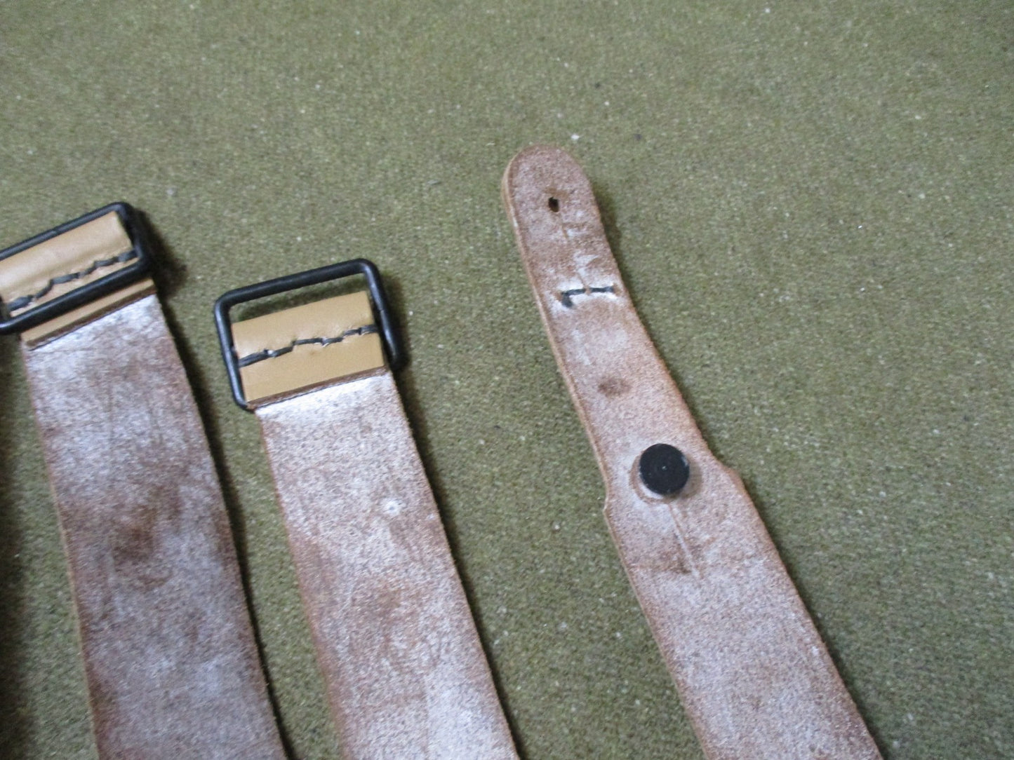 2x Vintage Military Surplus Leather Straps Tactical Gear Adjustable Buckle