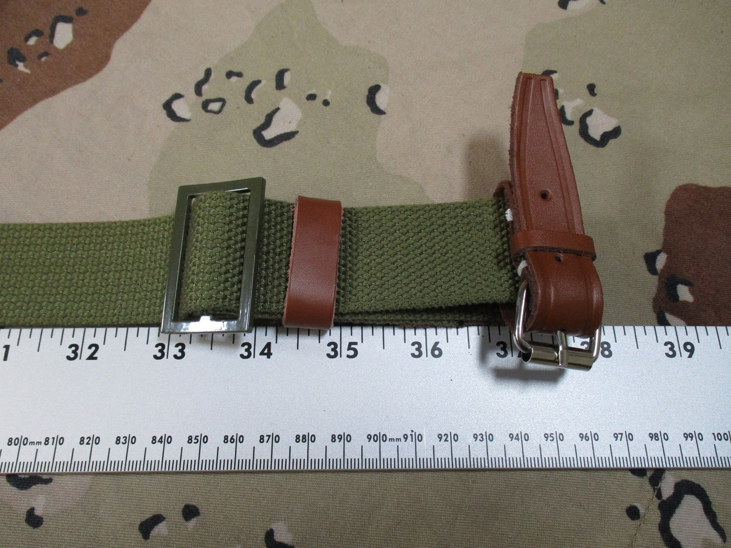 Vintage Style Military Webbing Suspenders Olive Drab Leather Tabs Adjustable