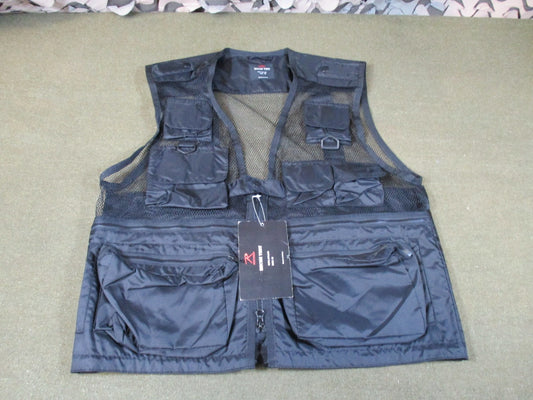 New Recon Tactical Utility Vest Black Size M Multi-Pocket Mesh Fishing Hunting