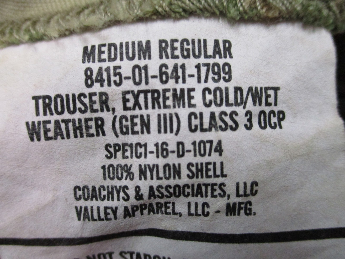 USGI ECWCS Gen III Level 6 Rain Pants OCP Scorpion Medium Regular - USED -
