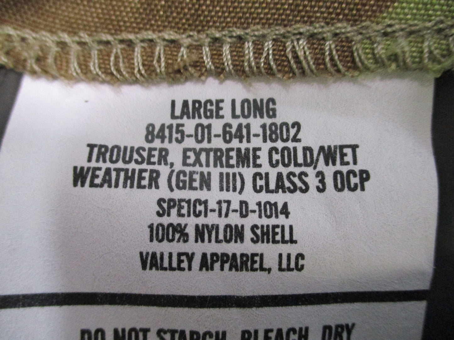 US Military Gen III OCP Extreme Cold Wet Weather Trousers Large Long Multicam