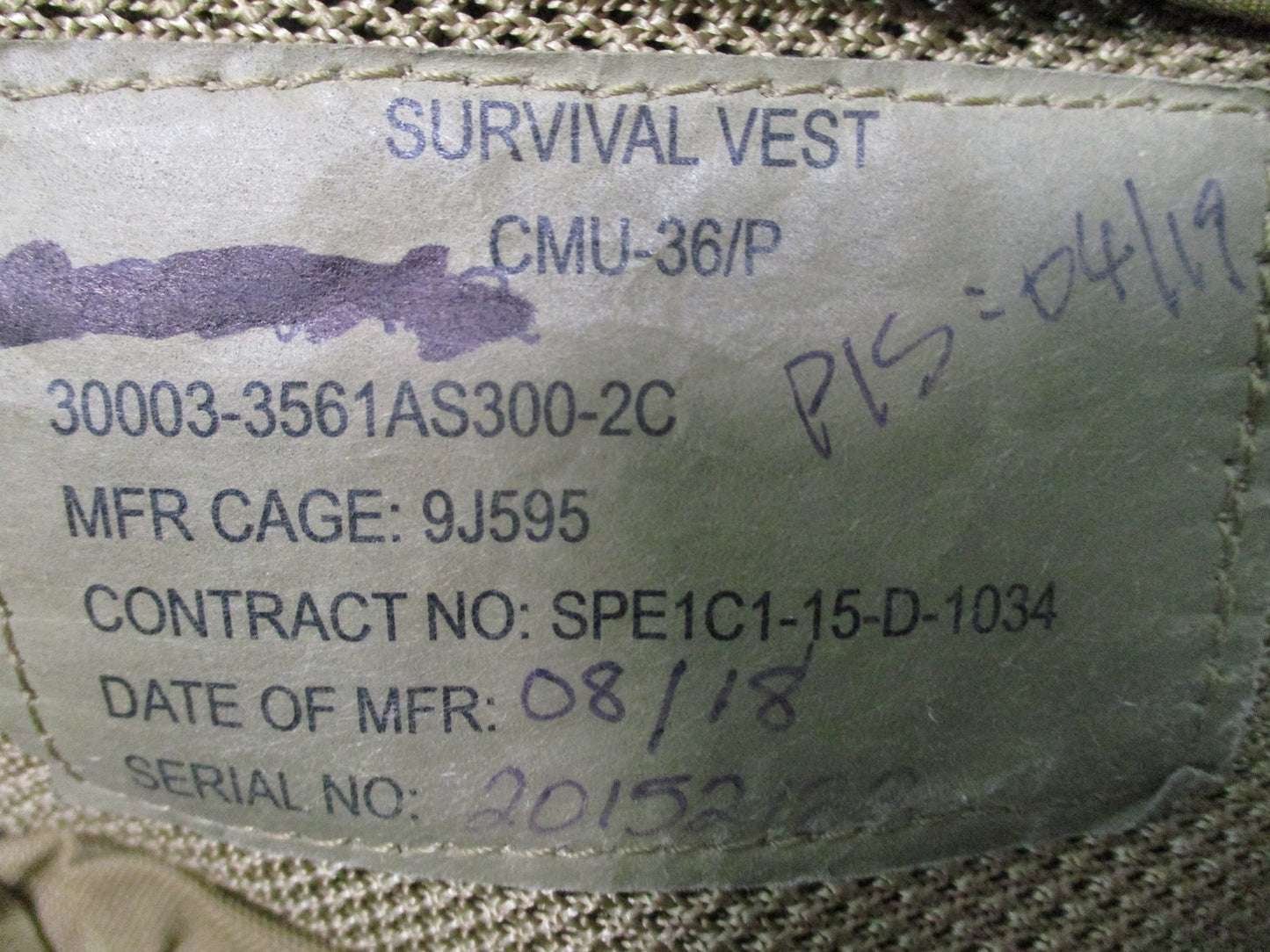 US Military Surplus CMU-36/P Survival Vest MOLLE Tactical Gear Tan