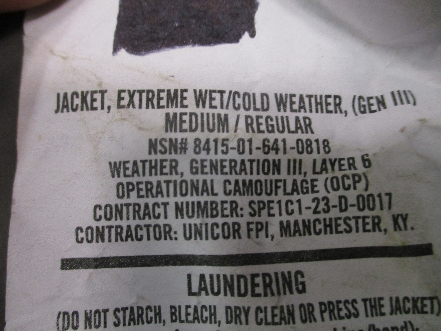 USGI ECWCS Gen III Level 6 Wet Weather Jacket OCP 8415-01-641-0818