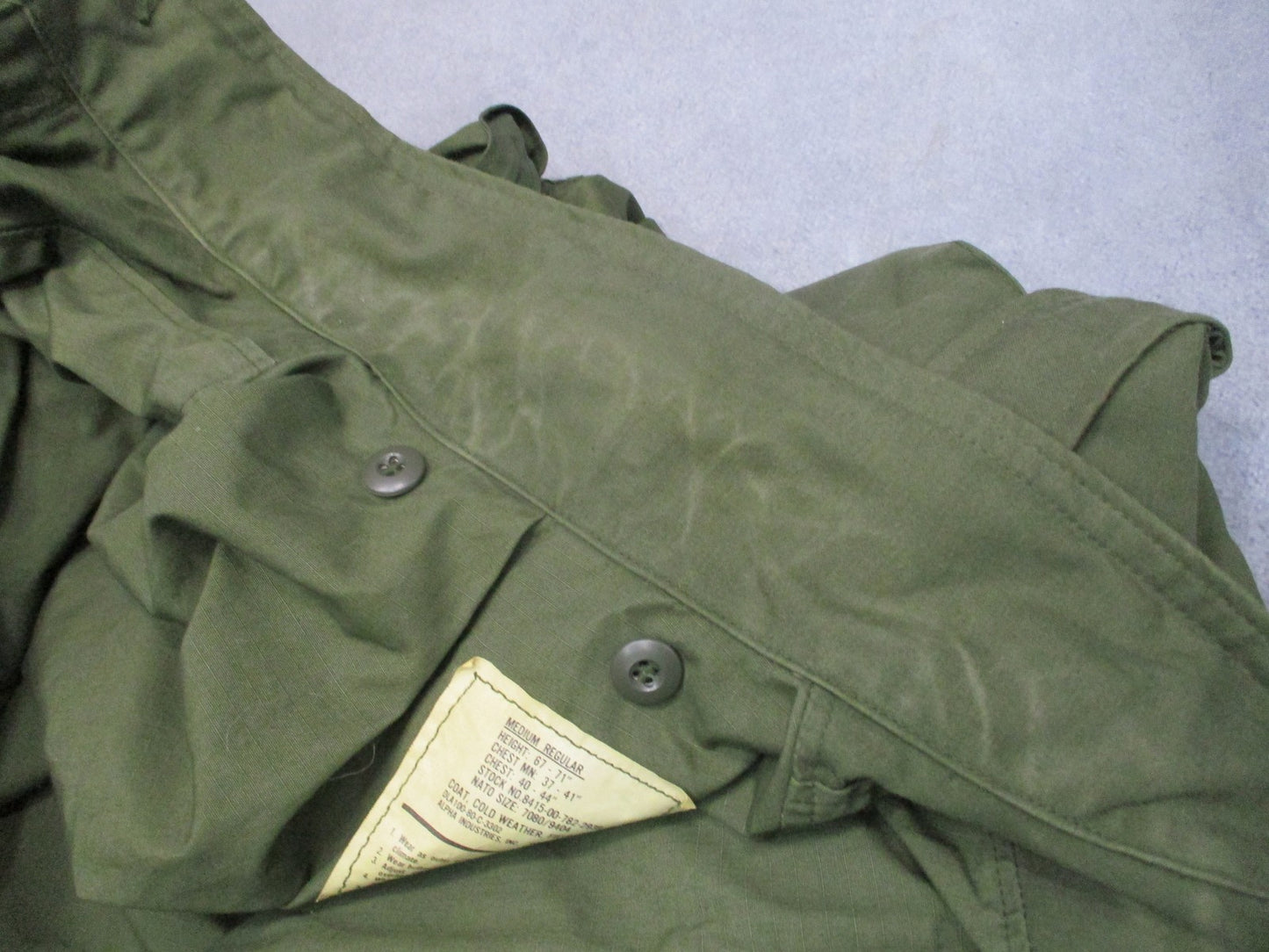 Vintage Alpha Industries M-65 Field Jacket OG-107 Olive Green Medium Regular