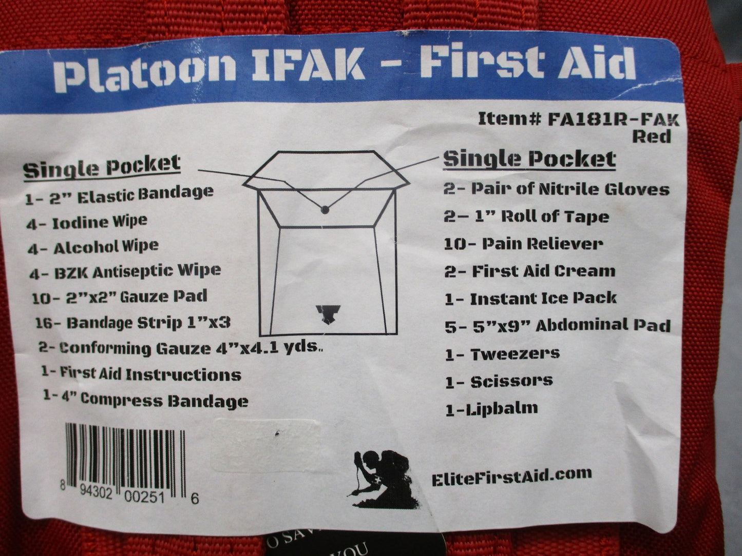 Elite First Aid Platoon IFAK Tactical Medical Kit Red Pouch New