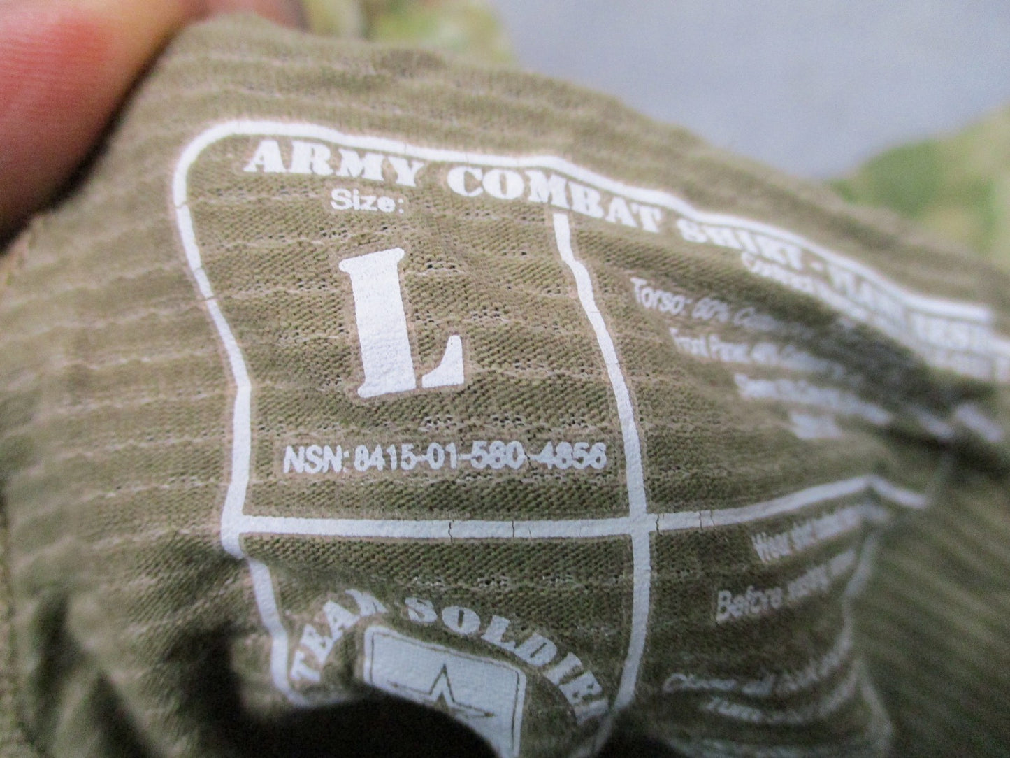 USGI Army Combat Shirt Flame Resistant MultiCam Size Large Tactical Uniform