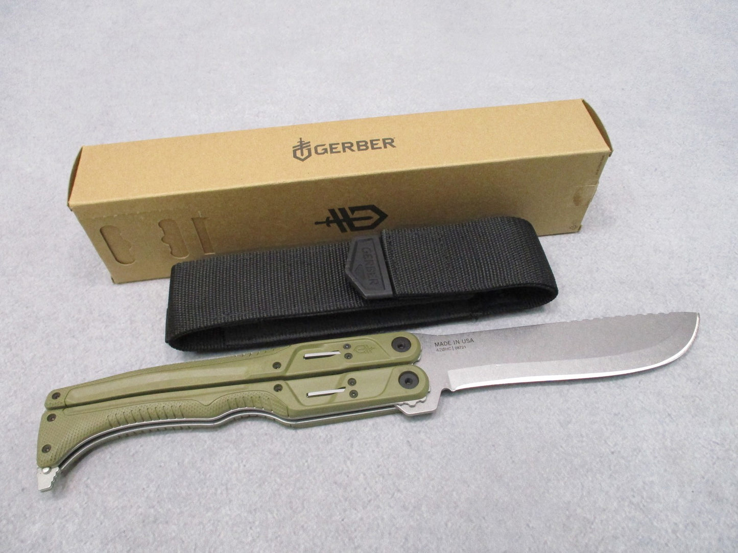 Gerber DoubleDown Folding Machete OD Green 420HC w/ Sheath Box USA