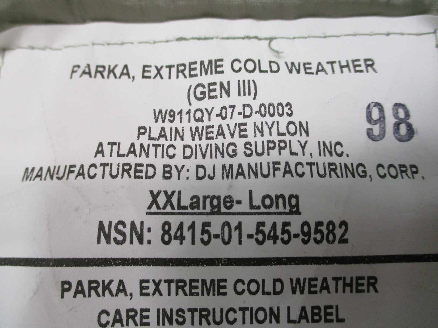 US Army ECWCS Gen III Level 7 Extreme Cold Weather Parka Urban Grey XXL-Long New