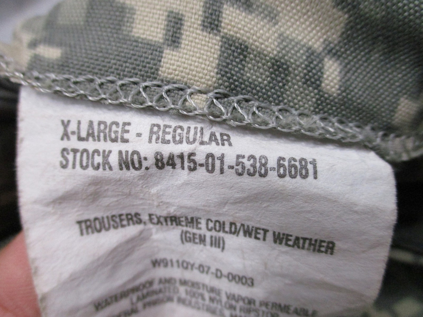 US Army ECWCS Gen III Level 6 Gore-Tex Trousers Digital Camo XL-Regular Gore-Tex